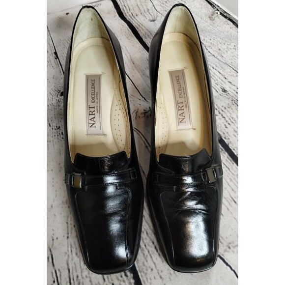 NART Excellence Made in Japan Pumps Low Chunky Heel  Size 6.5 Narrow (23.5 EEE) - Picture 3 of 10